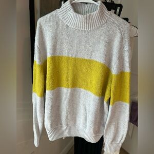 Aerie Gray and Yellow Striped Sweater